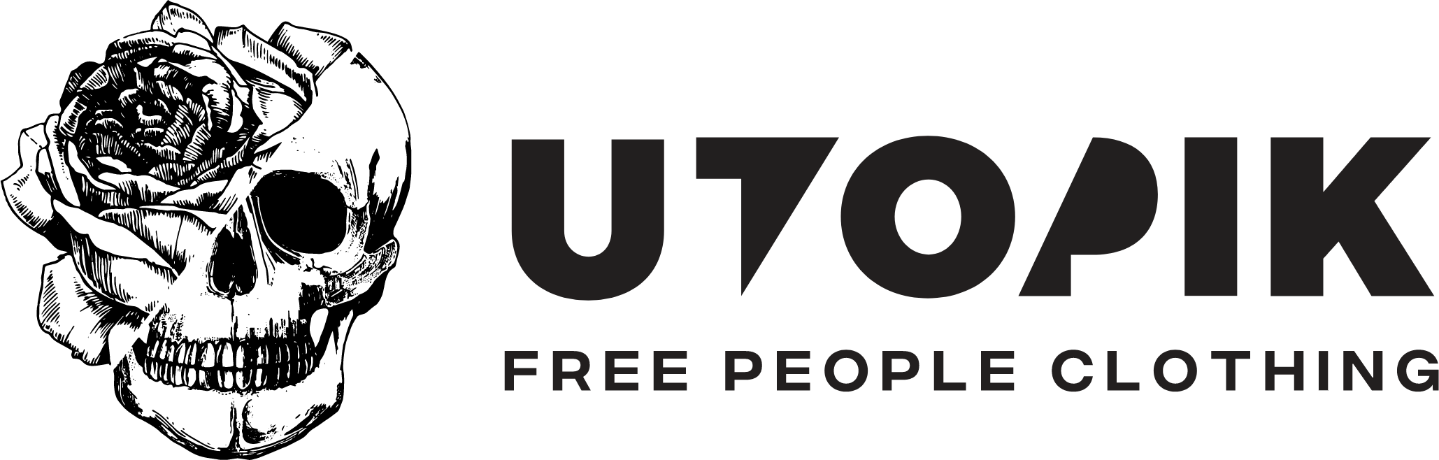 Logo de Utopik Clothing, marca de ropa rave, techno y alternativa fabricada en Cataluña