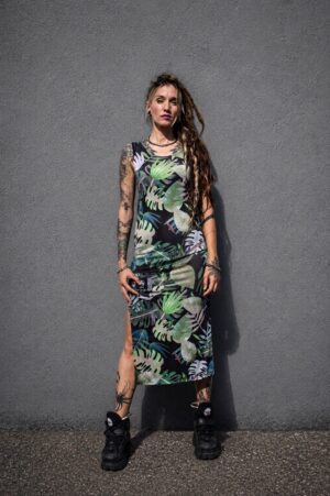 VESTIDO PLAYERO HOJAS